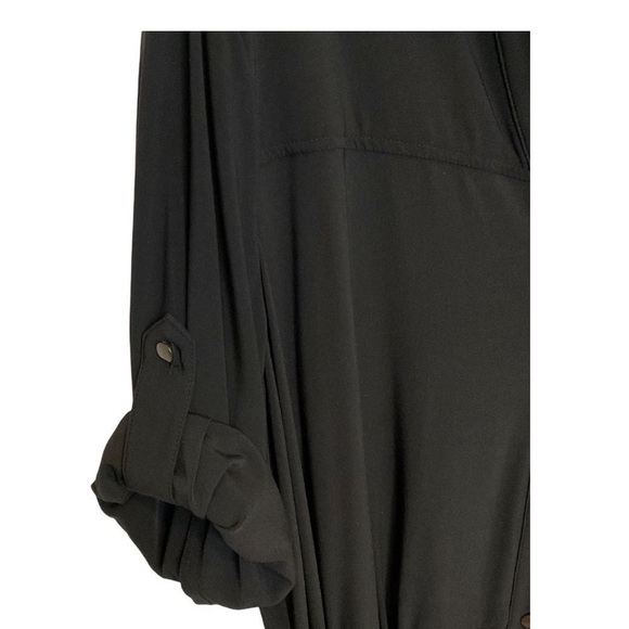 Jones New York Black Button Down Belted Jersey Knit Dress with Side Pockets - Picture 7 of 8